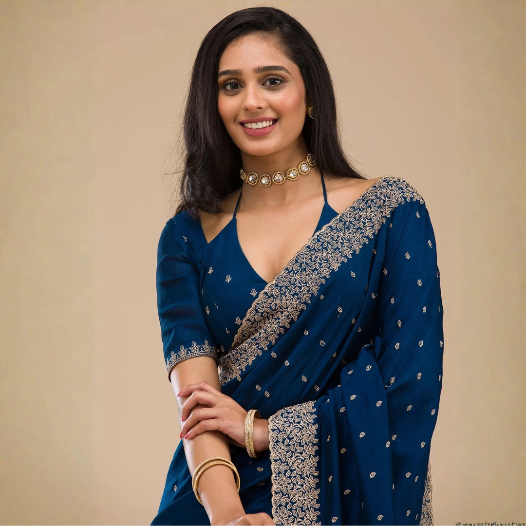 royal-teal-embroidered-festive-saree-with-gold-border