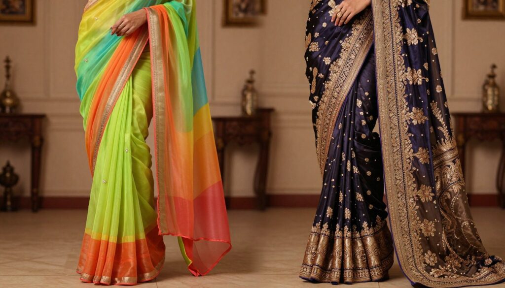 lightweight vs heavy saree comparison