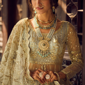 Light Mint Embroidered Anarkali Style Lehenga