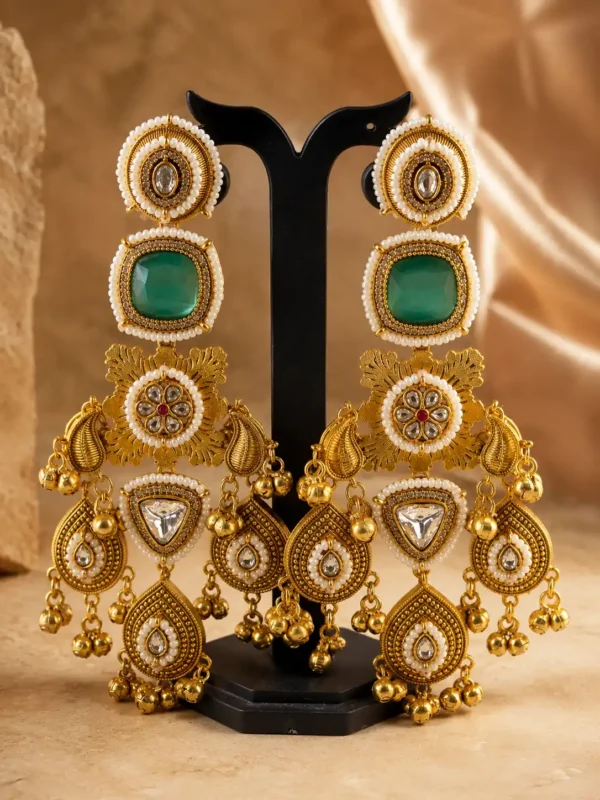 Shalimar Virasat Green Heritage Statement Earrings