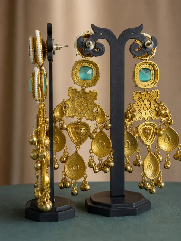 Shalimar Virasat Green Heritage Statement Earrings detail 4